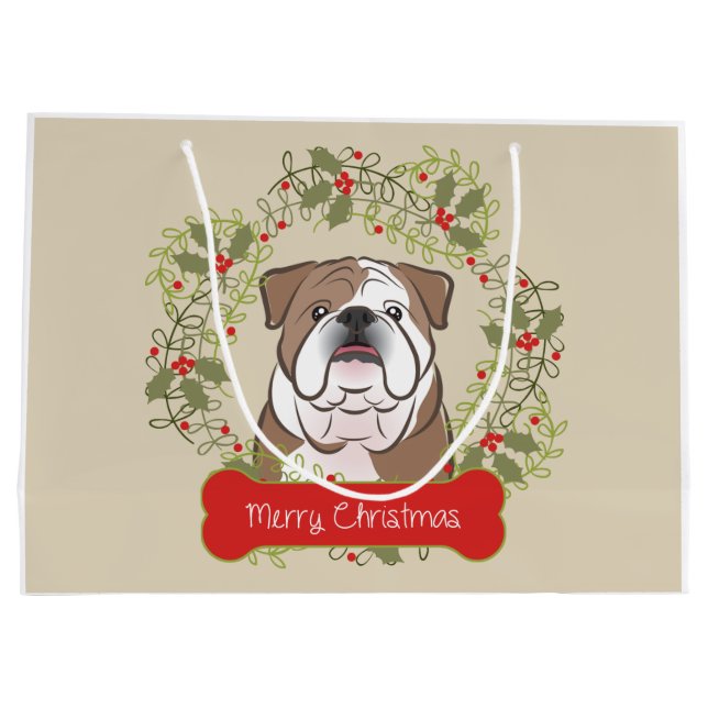 English Bulldog Merry Christman Gift Bag (Back)