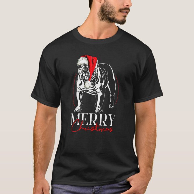 English Bulldog Merry Christmas Dog Mum Dog T-Shirt (Front)
