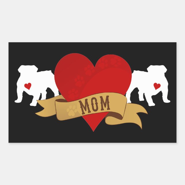 English Bulldog Mum [Tattoo style] Rectangular Sticker (Front)