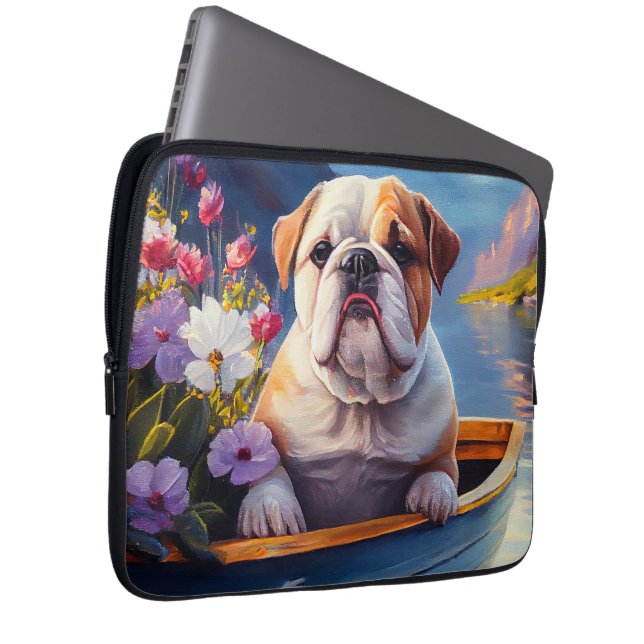 English Bulldog on a Paddle: A Scenic Adventure Laptop Sleeve (Front Right)