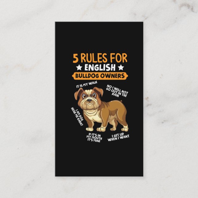 English Bulldog Owner Humorous Pet Dog Lover Business Card (Front)