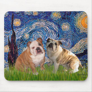 English Bulldog Pair 2 - Starry Night Mouse Mat