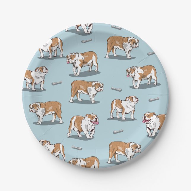 English bulldog pattern paper plate (Front)