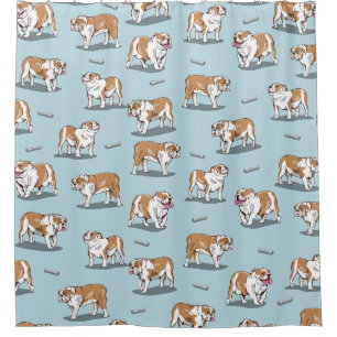 English bulldog pattern shower curtain