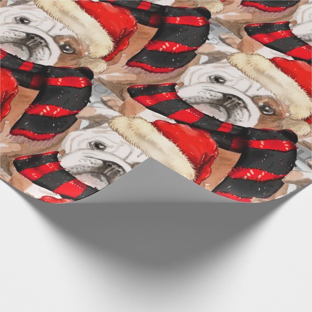 English Bulldog Patterned Christmas Wrapping Paper (Corner)