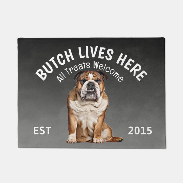 English Bulldog Personalised Dog Lover  Doormat (Front)
