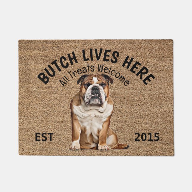 English Bulldog Personalised Dog Lover  Doormat (Front)