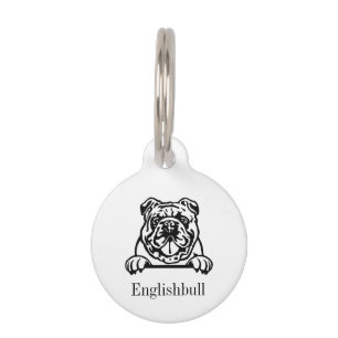 English bulldog personalised name tag
