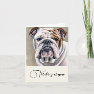 English Bulldog Personalised Thinking Of You Note Card