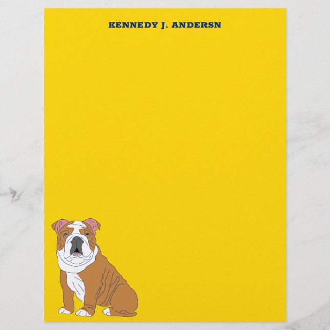 English Bulldog Personalised Writing Paper (Front)