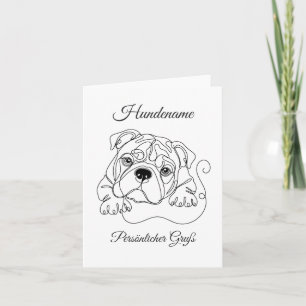English Bulldog Personalized One-Line Art Card