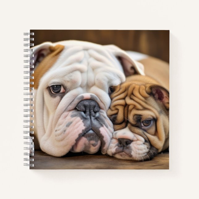 English Bulldog Pet Animal Beauty Warm Cuddle Art Notebook (Front)