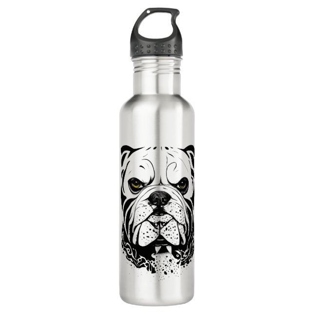 English Bulldog Pet Animal Nature Illustration Art 710 Ml Water Bottle (Front)