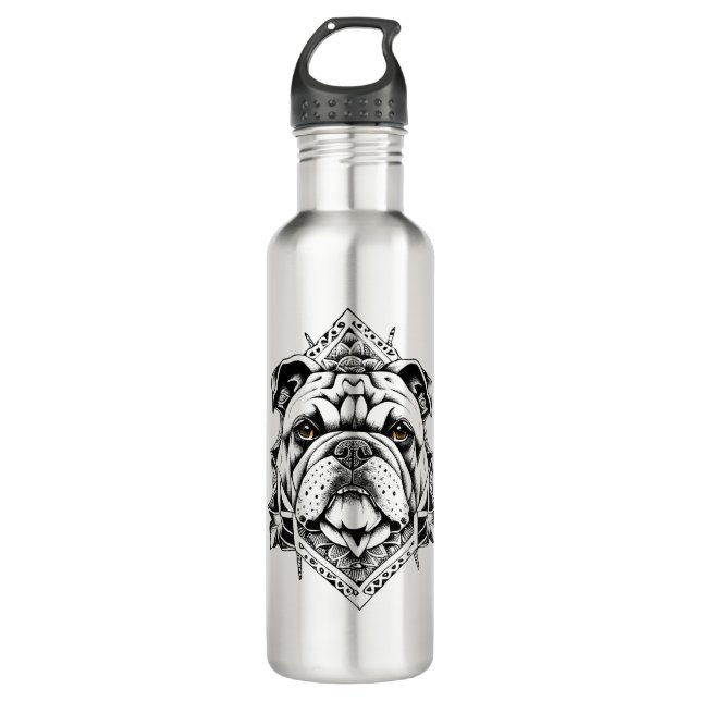 English Bulldog Pet Animal Nature Illustration Art 710 Ml Water Bottle (Front)