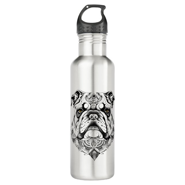 English Bulldog Pet Animal Nature Illustration Art 710 Ml Water Bottle (Front)