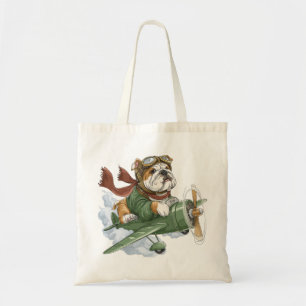 English Bulldog Pilot Aeroplane Tote Bag