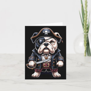 English Bulldog Pirate Dog Halloween Party Card