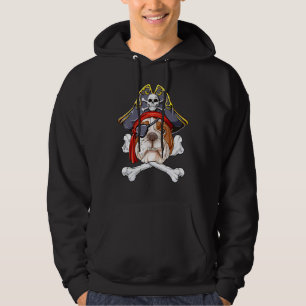 English Bulldog Pirate Jolly Roger Flag Skull Cros Hoodie