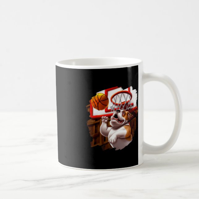 English Bulldog Playing Basketball Fun Dog Basketb Coffee Mug (Right)