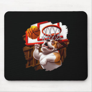 English Bulldog Playing Basketball Fun Dog Basketb Mouse Mat