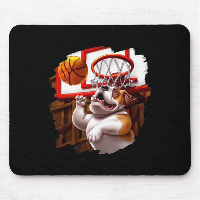 English Bulldog Playing Basketball Fun Dog Basketb Mouse Mat (Front)