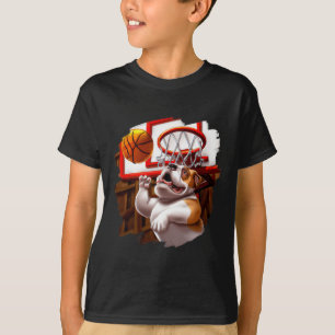 English Bulldog Playing Bysketbyll Fun Dog Bysketb T-Shirt