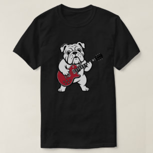 English Bulldog Playing Electric Guitar  T-Shirt