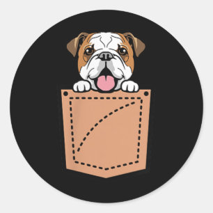 English Bulldog Pocket Dog  Classic Round Sticker