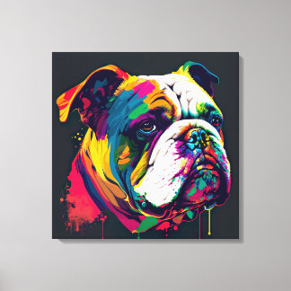 English Bulldog Pop Art Canvas Print