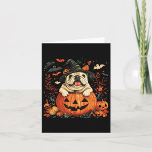 English Bulldog Pumpkin Halloween Thanksgiving Men Card