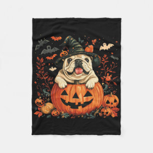 English Bulldog Pumpkin Halloween Thanksgiving Men Fleece Blanket