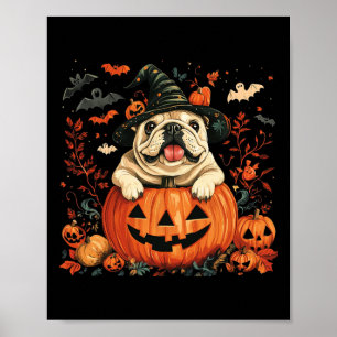 English Bulldog Pumpkin Halloween Thanksgiving Men Poster