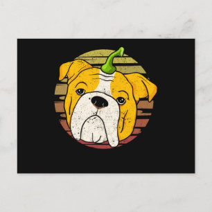 English Bulldog Pumpkin Halloween Thanksgiving Postcard