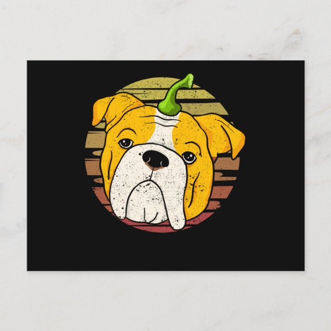 English Bulldog Pumpkin Halloween Thanksgiving Postcard (Front)