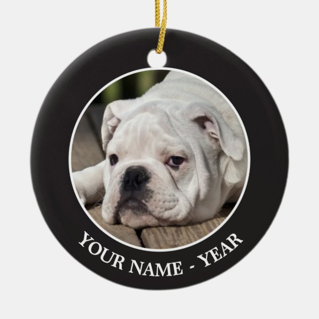English Bulldog Puppy Ceramic Tree Decoration (Front)
