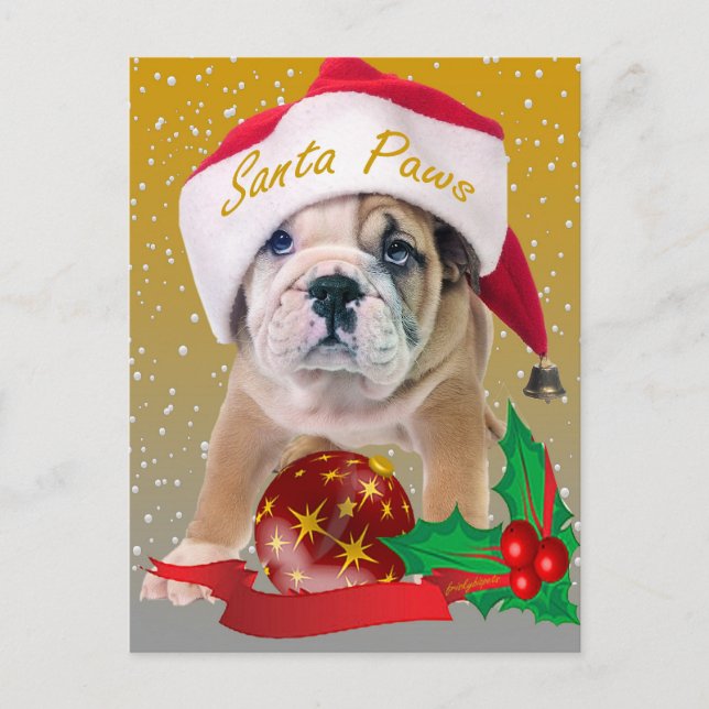 English Bulldog Puppy Christmas Cards (Front)