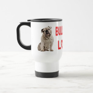 English Bulldog Puppy Dog Red Love Heart Travel Mug
