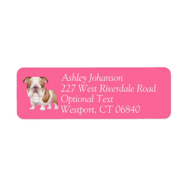 English Bulldog Puppy Dog Return Address l Label (Front)