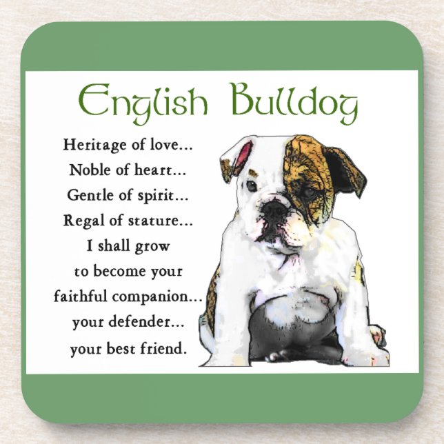 English Bulldog Puppy Heritage of Love Coaster (Front)