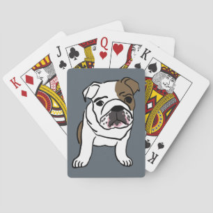 English Bulldog Puppy Pet Dogs Illustration Playing Cards