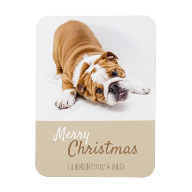English Bulldog Puppy Photo Christmas Custom Magnet (Vertical)