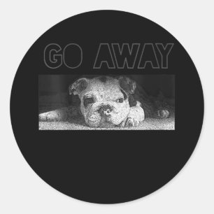 English Bulldog Puppy Social Distancing Go Away Classic Round Sticker