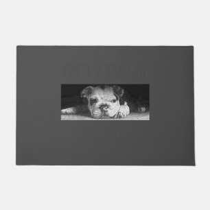 English Bulldog Puppy Social Distancing Go Away Doormat
