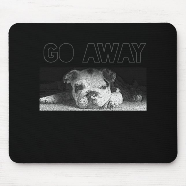 English Bulldog Puppy Social Distancing Go Away Mouse Mat (Front)