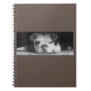 English Bulldog Puppy Social Distancing Go Away Notebook