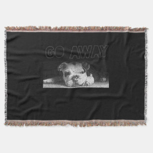 English Bulldog Puppy Social Distancing Go Away Throw Blanket