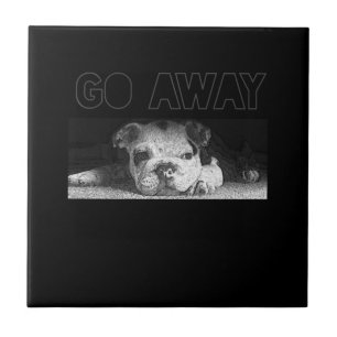 English Bulldog Puppy Social Distancing Go Away Tile
