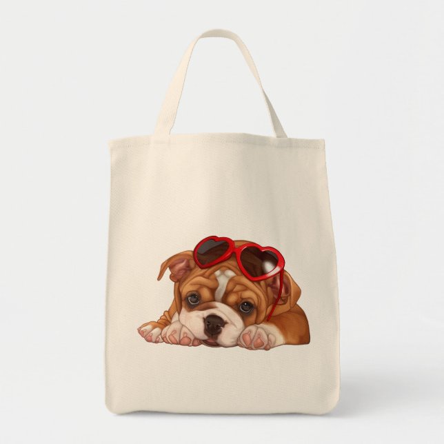 English Bulldog Puppy Tote Bag (Front)