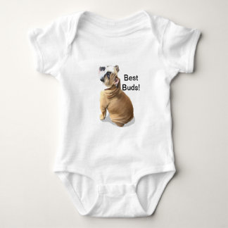English bulldog puppy with heart design CUSTOMIZE Baby Bodysuit