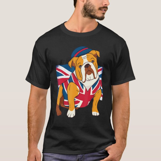 English Bulldog Queen Ii Mens Elizabeth British Fl T-Shirt (Front)